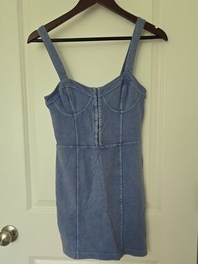 Free People Washed Blue Mini Dress